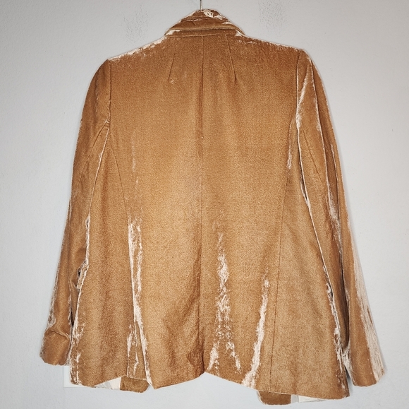 Banana Republic Velvet Warm Carmel Brown Tan Golden Single Button Blazer Size 6 - Picture 6 of 16